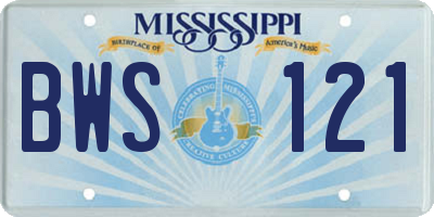 MS license plate BWS121