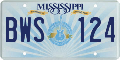 MS license plate BWS124