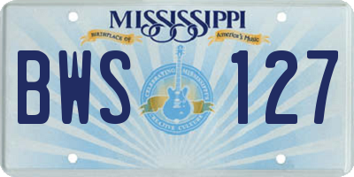 MS license plate BWS127