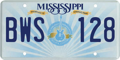 MS license plate BWS128