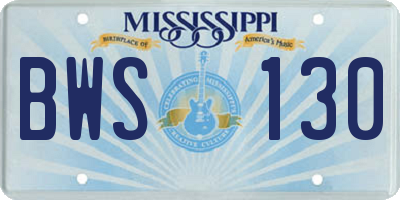 MS license plate BWS130