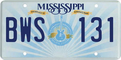 MS license plate BWS131