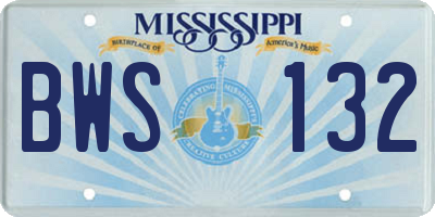 MS license plate BWS132