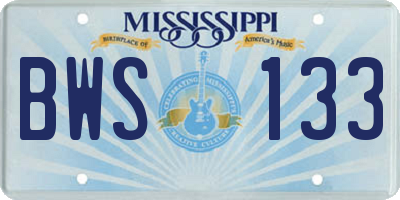 MS license plate BWS133