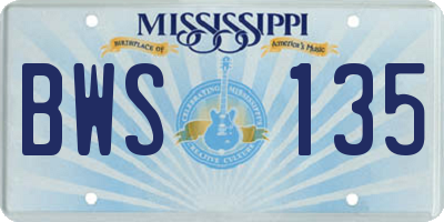 MS license plate BWS135