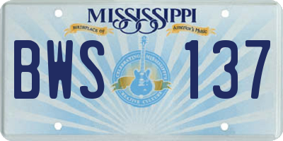 MS license plate BWS137