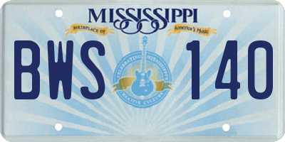 MS license plate BWS140
