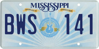 MS license plate BWS141