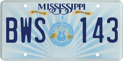 MS license plate BWS143
