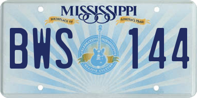 MS license plate BWS144