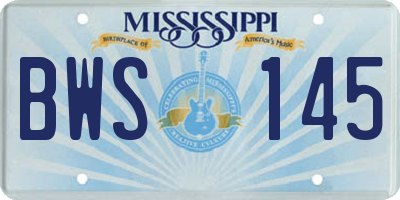 MS license plate BWS145