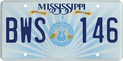 MS license plate BWS146