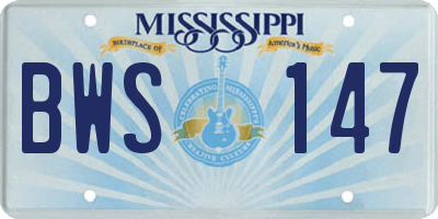 MS license plate BWS147