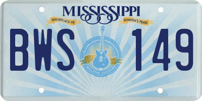MS license plate BWS149