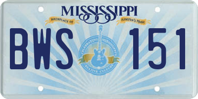 MS license plate BWS151