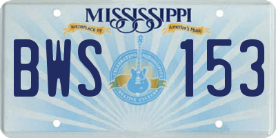 MS license plate BWS153