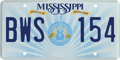 MS license plate BWS154