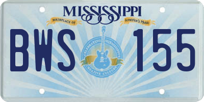 MS license plate BWS155