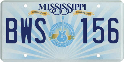MS license plate BWS156
