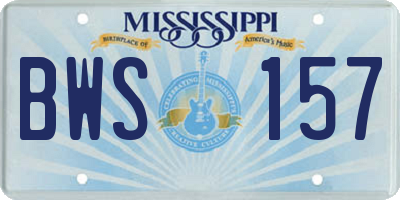 MS license plate BWS157