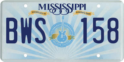 MS license plate BWS158