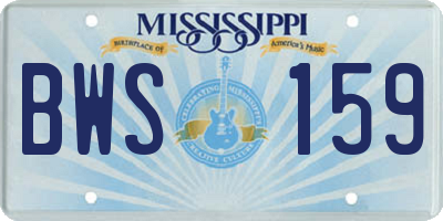 MS license plate BWS159