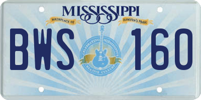 MS license plate BWS160