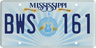 MS license plate BWS161