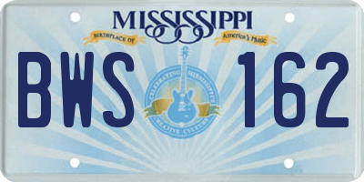 MS license plate BWS162