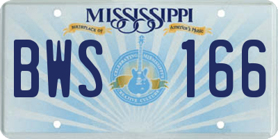 MS license plate BWS166