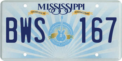 MS license plate BWS167