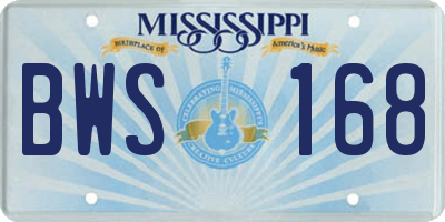 MS license plate BWS168