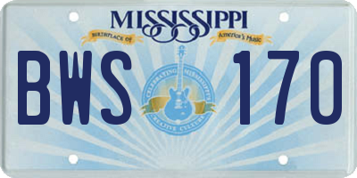 MS license plate BWS170