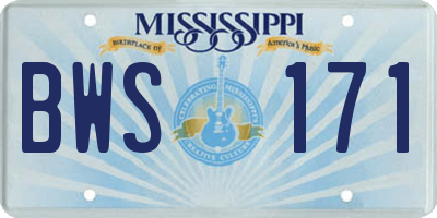 MS license plate BWS171