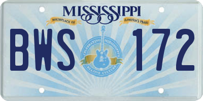 MS license plate BWS172