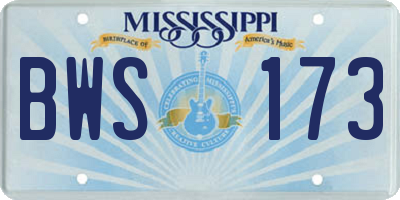 MS license plate BWS173