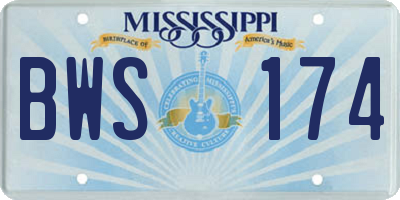 MS license plate BWS174