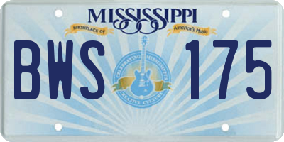 MS license plate BWS175