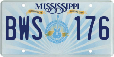 MS license plate BWS176