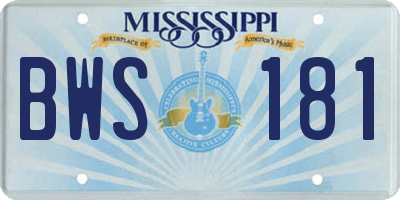 MS license plate BWS181