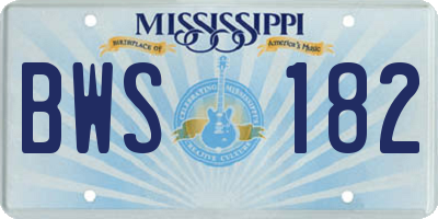 MS license plate BWS182