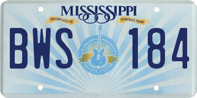 MS license plate BWS184
