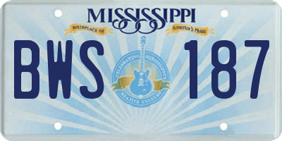 MS license plate BWS187