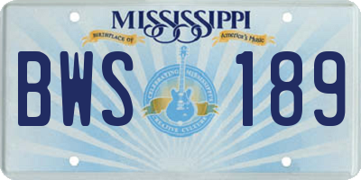 MS license plate BWS189