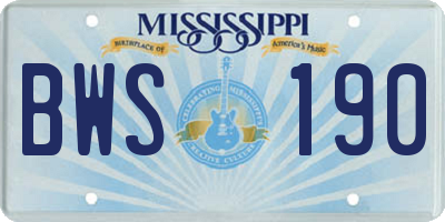 MS license plate BWS190
