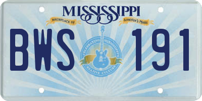 MS license plate BWS191