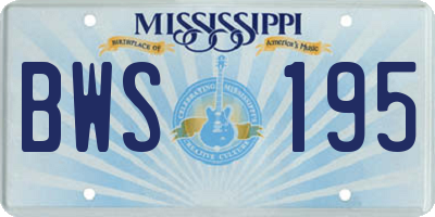 MS license plate BWS195