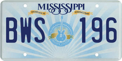 MS license plate BWS196