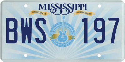 MS license plate BWS197