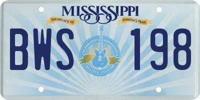 MS license plate BWS198